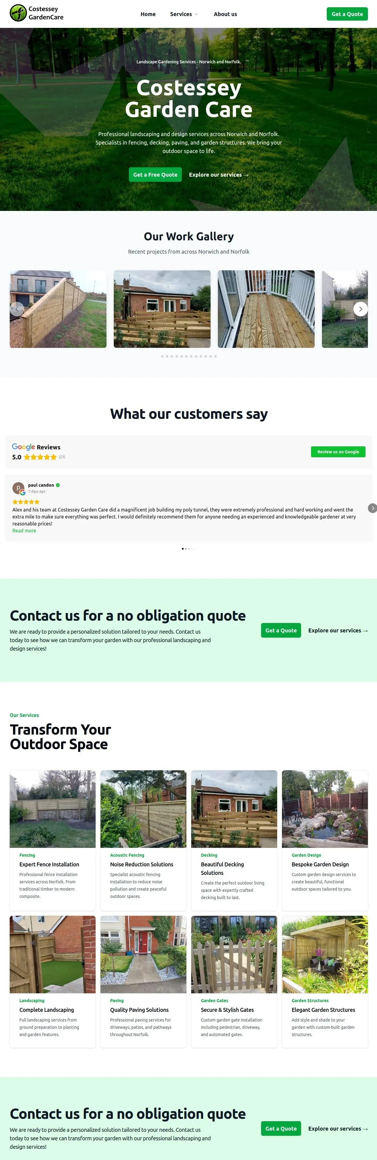 Costessey Garden Care website screenshot