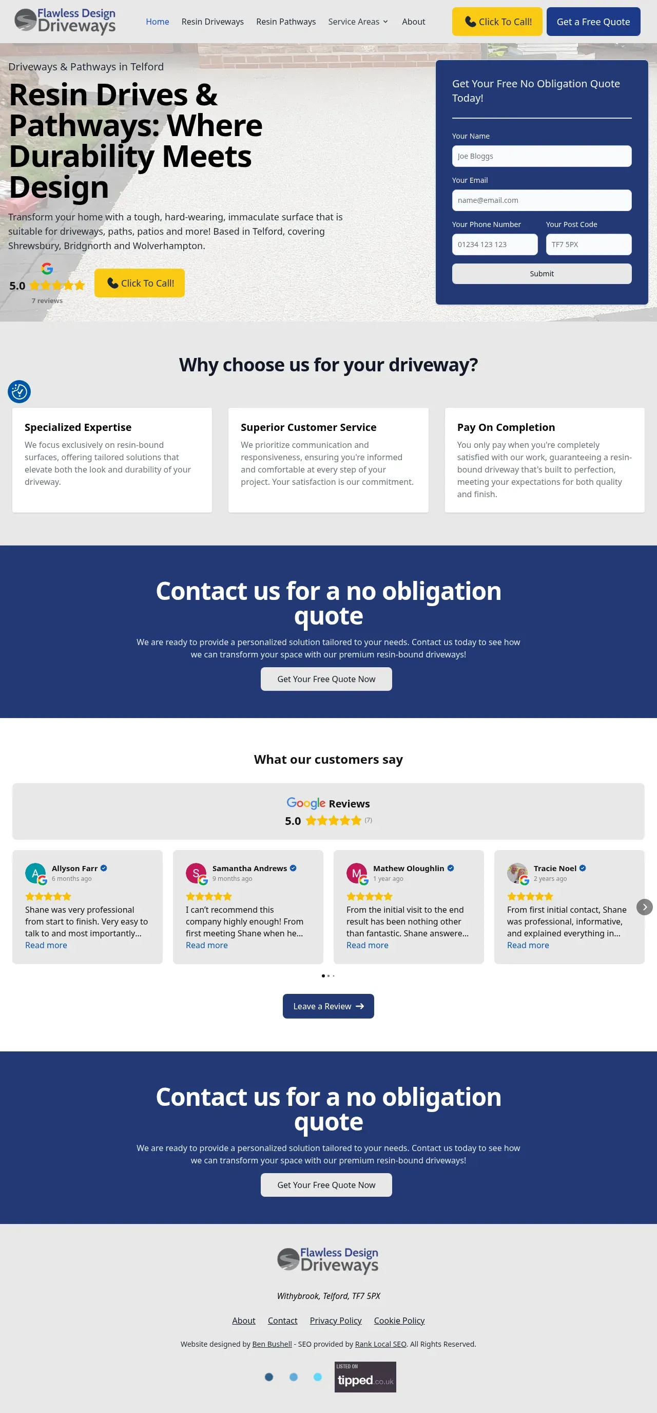 Flawless Design Driveways website screenshot